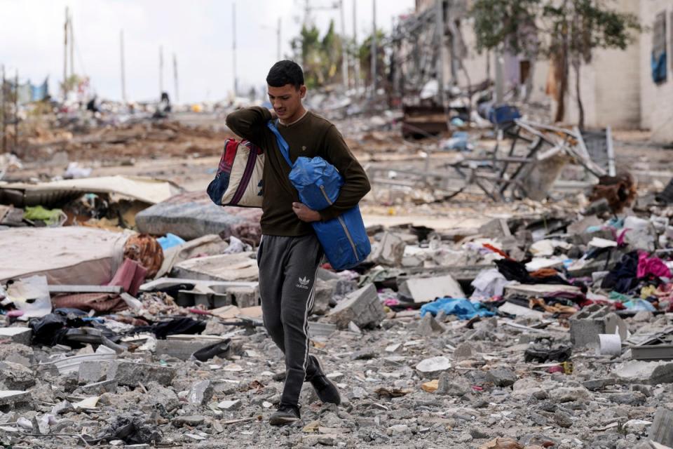 The remains of Gaza City yesterday (AP)