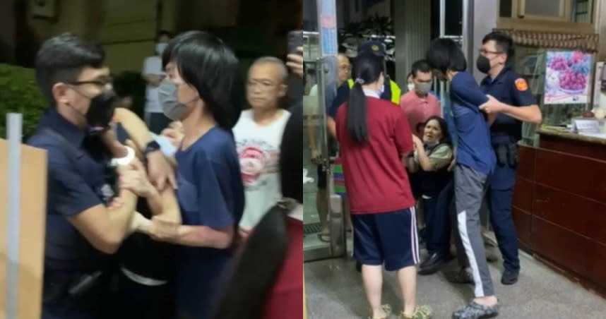 陳美妃的小兒子毆打警察，陳美妃下跪。（圖／報系資料照）