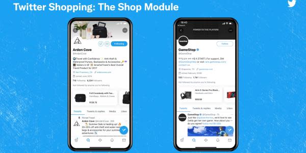 Twitter está probando una sección de venta de productos en los perfiles