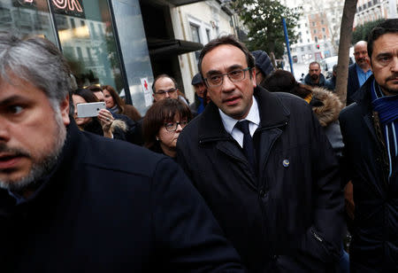 Catalan politician Josep Rull arrives to the Supreme Court after being summoned and facing investigation for his part in Catalonia's bid for independence in Madrid, Spain, March 23, 2018. REUTERS/Juan Medina