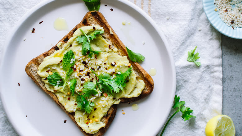 avocado toast with chili flakes