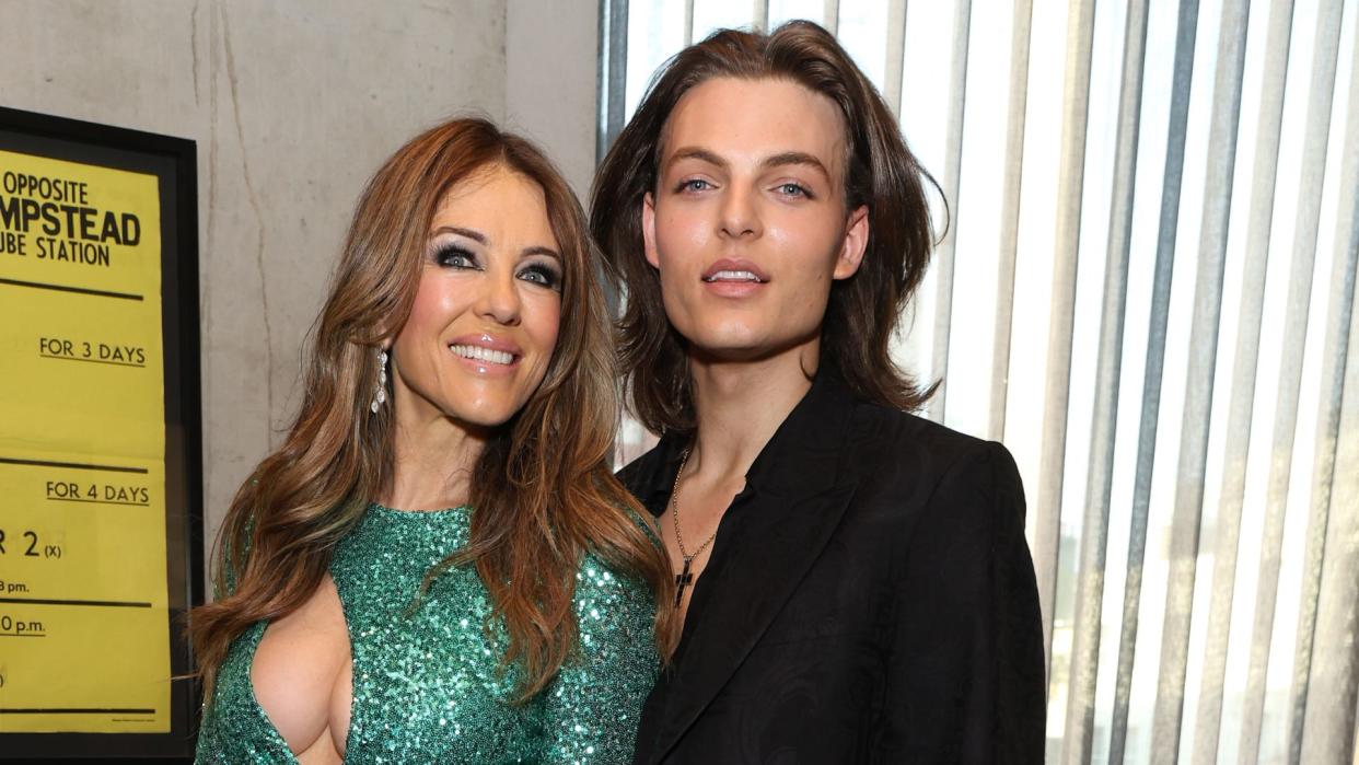 Elizabeth Hurley and Damian Hurley posing together at the UK screening of Strictly Confidential