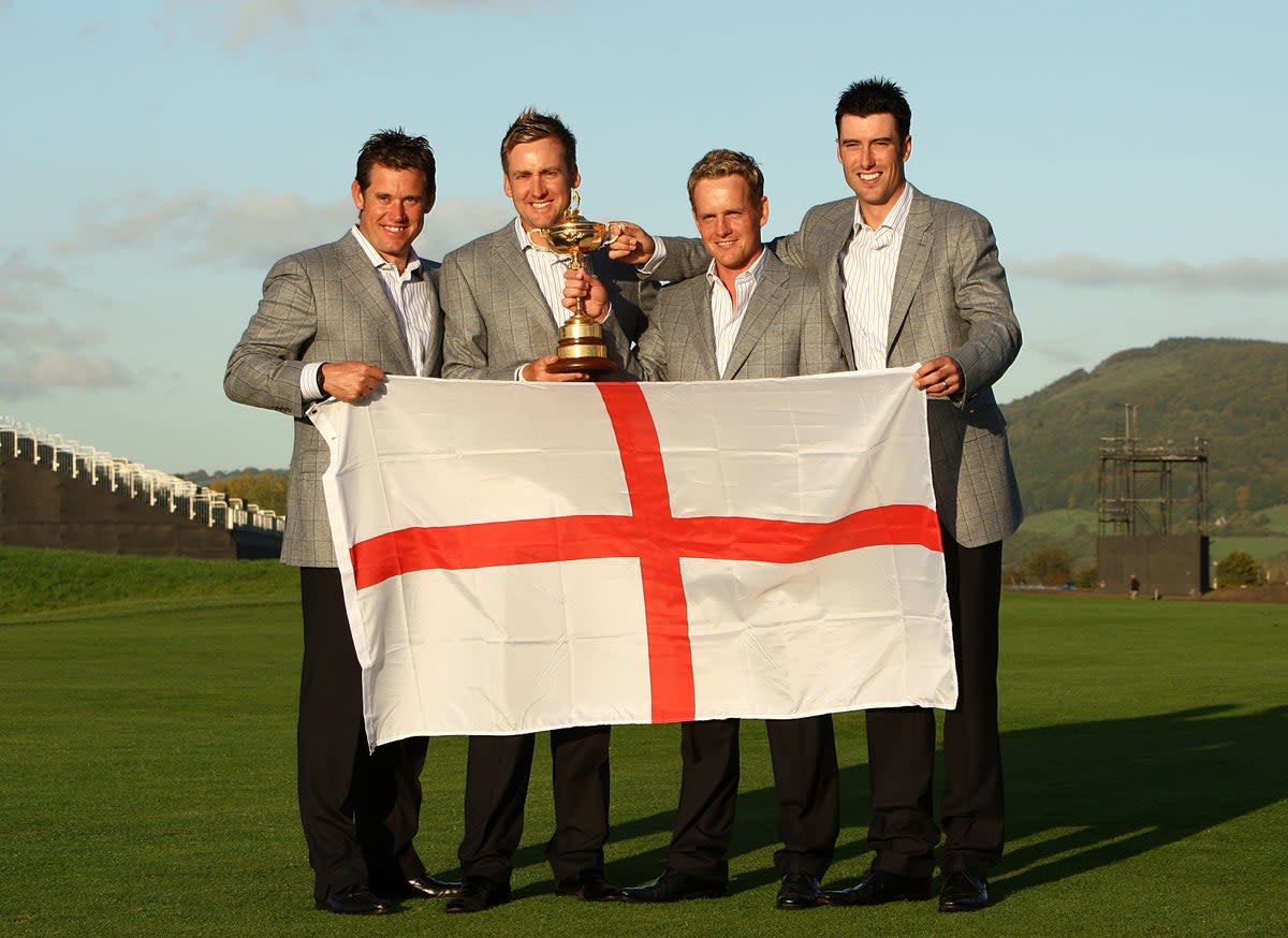 Luke Donald (second from right) has been named Europe’s Ryder Cup captain for next year’s contest in Rome (Lynne Cameron/PA) (PA Archive)