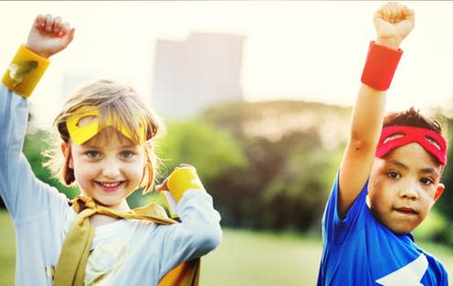 <span class="caption">Children decide who can be a superhero.</span> <span class="attribution"><a class="link " href="https://www.shutterstock.com/image-photo/kids-superheroes-fun-costumes-play-concept-454769488?src=QRSnyx7OMxOuQ9Rxy-vFyQ-1-1" rel="nofollow noopener" target="_blank" data-ylk="slk:Shutterstock;elm:context_link;itc:0;sec:content-canvas">Shutterstock</a></span>