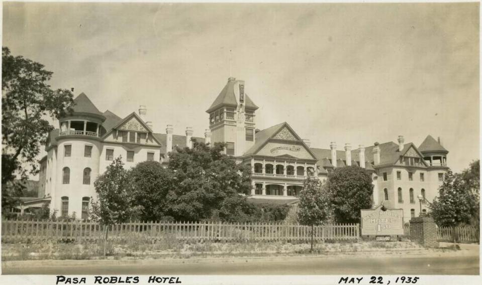 William and Grace McCarthy took photos of the original Paso Robles Hotel during a visit in 1935. The hotel burned down in 1940, and the Paso Robles Inn now occupies the property.