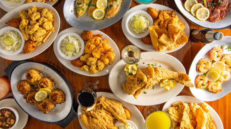 fried seafood platter spread