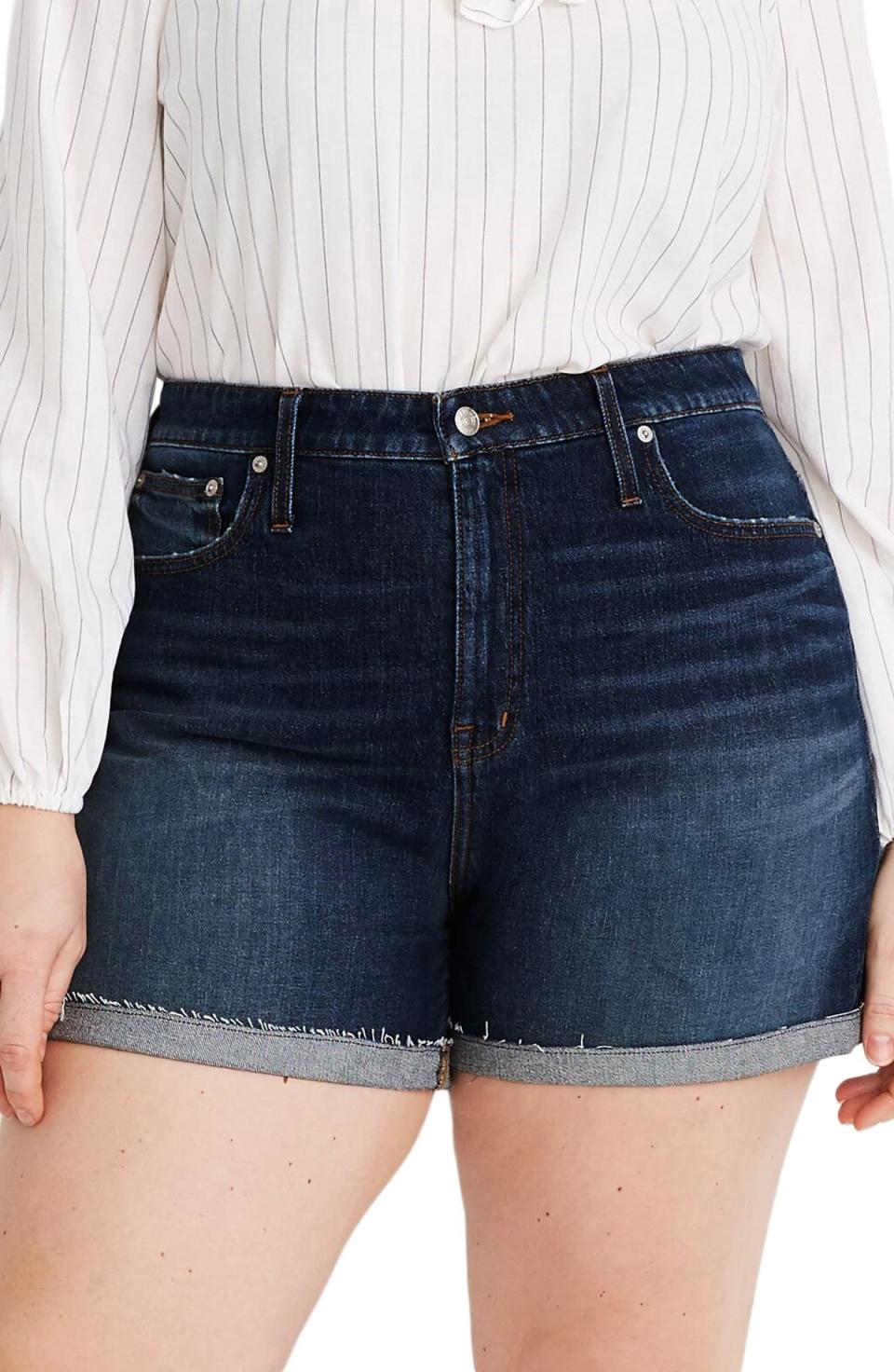 Curvy High Waist Denim Shorts