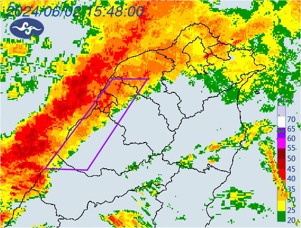 大雷雨預測持續時間至16時30分。（圖／翻攝自中央氣象署）