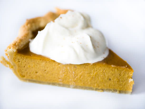 Lauren Weisenthal <p>Use homemade pumpkin puree for this pie, which enhances the gorgeous, smooth texture and complex, spicy flavor. Best of all, the filling has just a hint of sweetness, all from brown sugar, so you won
