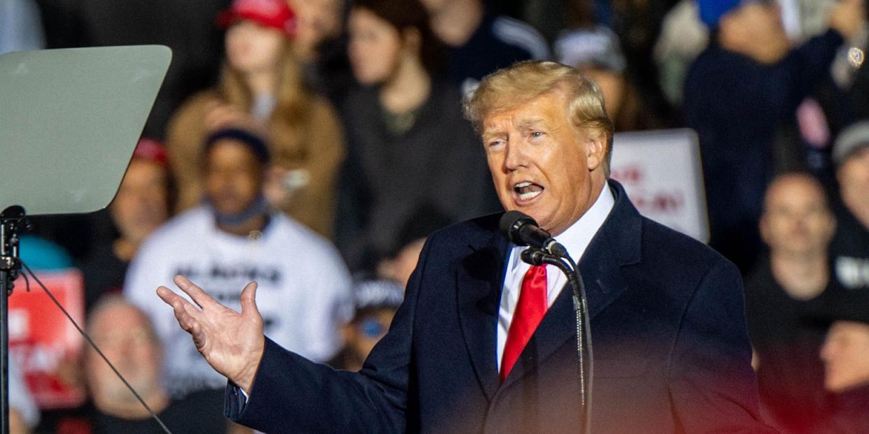 Former President Donald Trump speaks during the 'Save America' rally at the Montgomery County Fairgrounds on January 29, 2022 in Conroe, Texas