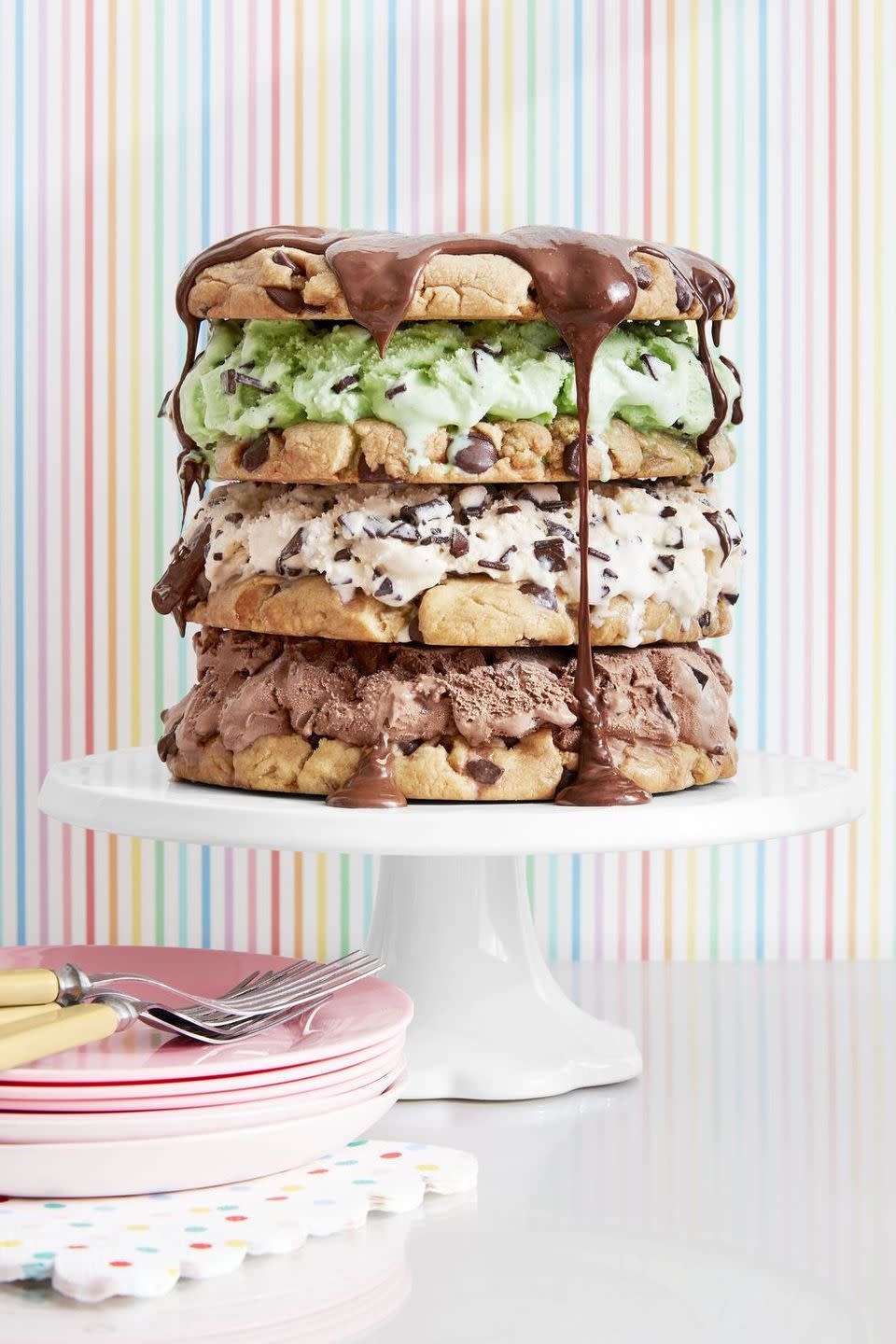 Chocolate Chip Triple-Decker Ice Cream Cake