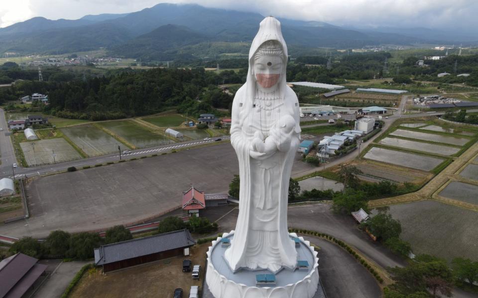 The statue, built 33 years ago, is hollow with a spiral staircase that can be climbed to the height of the goddess's shoulder - OISO ALL SUPPORT via Reuters