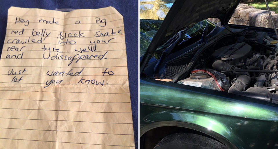 A note left for a driver on his car.