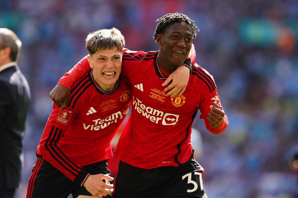 Alejandro Garnacho and Kobbie Mainoo scored United’s winning goals (John Walton/PA Wire)