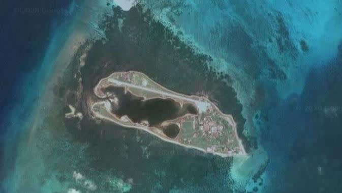 東沙島可能會成為拜登上任後的首個台海危機。圖為東沙群島。（圖／翻攝自google map）
