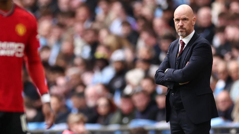 Erik ten Hag on the touchline during the FA Cup semi-final against Coventry City