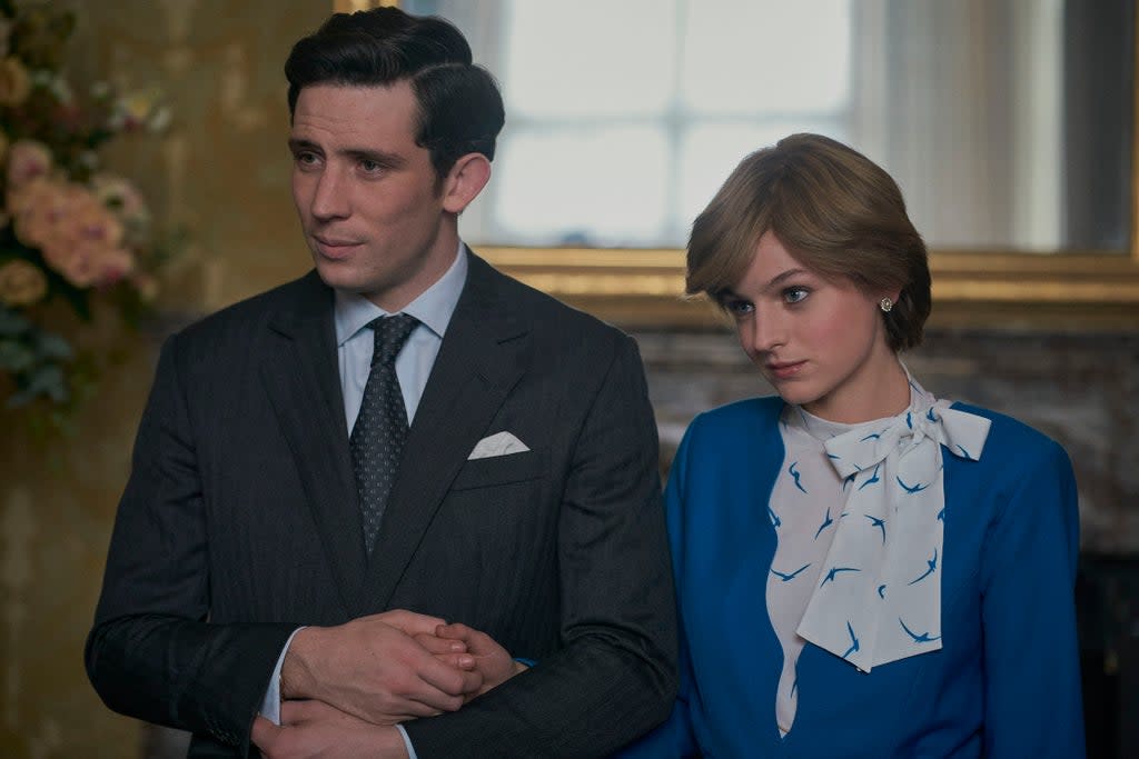 Josh O'Connor, left, and Emma Corrin in a scene from The Crown (Netflix)