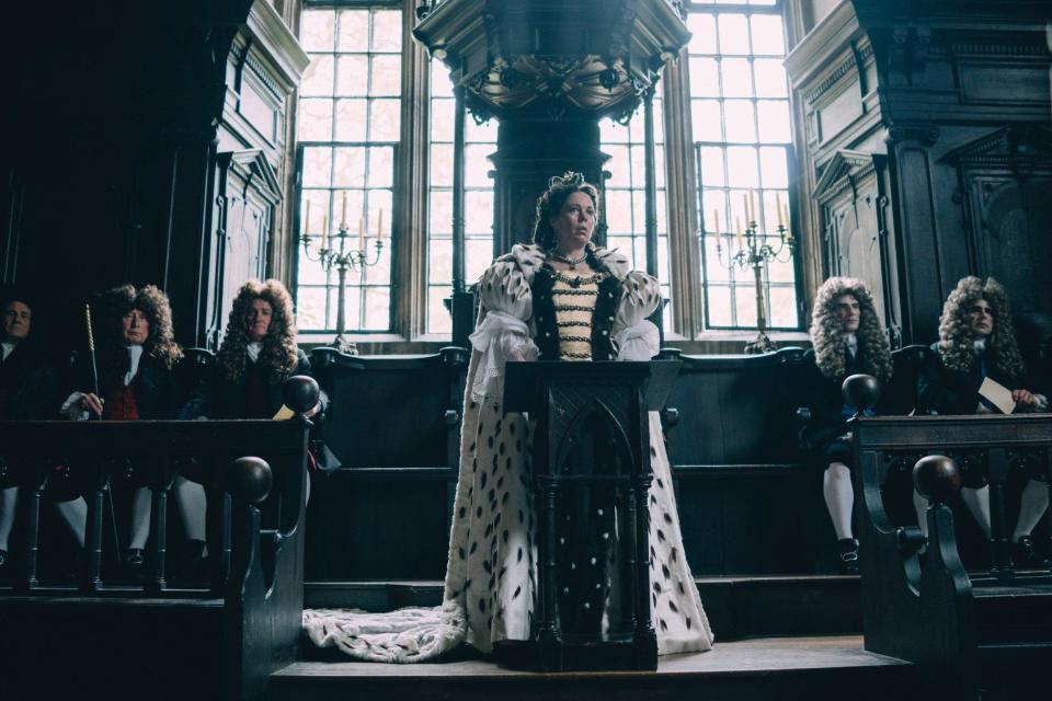 Awards favourite: Olivia Colman is nominated for her role as Queen Anne (Fox Searchlight)