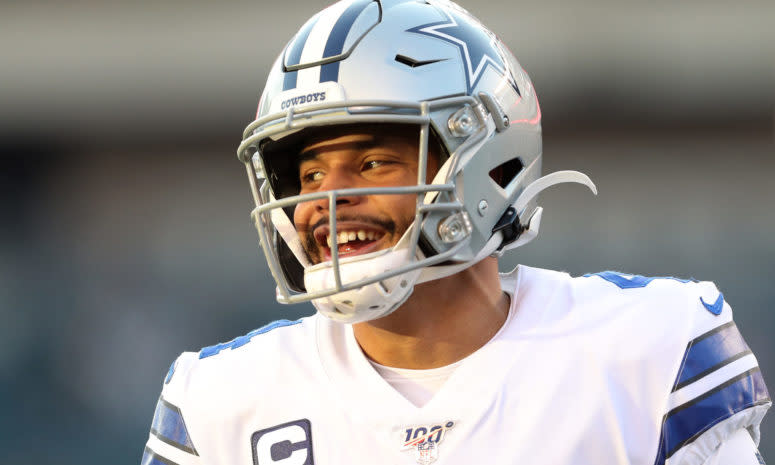 Dallas Cowboys quarterback Dak Prescott before the Eagles game.