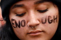 <p>An attendee wears face paint during “March for Our Lives”, an organized demonstration to end gun violence, in downtown Los Angeles, California, U.S., March 24, 2018. (Patrick T. Fallon/Reuters) </p>