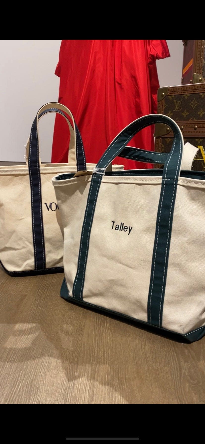 L.L. Bean canvas bags that were selected for the Talley collection.