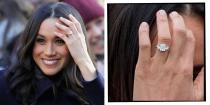 <p><a href="https://www.elle.com/uk/meghan-markle-actress/" rel="nofollow noopener" target="_blank" data-ylk="slk:Meghan Markle's;elm:context_link;itc:0;sec:content-canvas" class="link ">Meghan Markle's</a> engagement ring, which was<a href="https://www.elle.com/uk/life-and-culture/culture/news/a38299/prince-harry-meghan-markle-engagement/" rel="nofollow noopener" target="_blank" data-ylk="slk:first shown to the world in 2017;elm:context_link;itc:0;sec:content-canvas" class="link "> first shown to the world in 2017</a>, features three stones. The central stone is a diamond sourced from Botswana, a country very close to Harry's heart and where the couple holidayed together, then the two diamonds either side belonged to his mother, Princess Diana. The gold-banded ring was designed by Harry.</p><p>'It's yellow gold because it's her favourite.. the little diamonds either side are from my mother's jewellery collection to make sure she's with us on this crazy journey together,' <a href="https://www.elle.com/uk/life-and-culture/culture/news/a40211/princess-diana-over-the-moon-prince-harry-engagement/" rel="nofollow noopener" target="_blank" data-ylk="slk:Harry said during their engagement interview.;elm:context_link;itc:0;sec:content-canvas" class="link ">Harry said during their engagement interview.</a><br></p><p><a class="link " href="https://www.tiffany.co.uk/engagement/engagement-rings/tiffany-three-stone-engagement-ring-in-platinum-GRP10896/" rel="nofollow noopener" target="_blank" data-ylk="slk:SHOP SIMILAR;elm:context_link;itc:0;sec:content-canvas">SHOP SIMILAR</a> Three Stone Engagement Ring in Platinum, Tiffany&Co, £5,600</p>