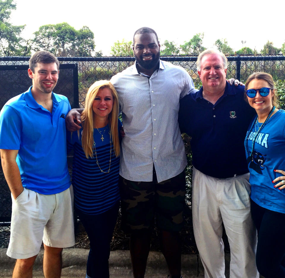 The Tuohy family after Michael's move to play for the Carolina Panthers. (Left to right: S.J., Leigh Anne, Michael, Sean and Collins) (Courtesy Leigh Anne Tuohy)