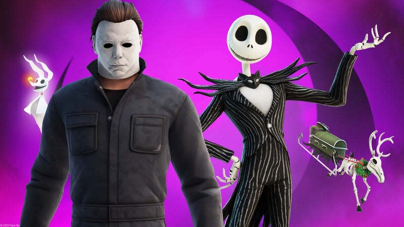 An image shows Michael Myers and Jack Skellington in Fortnite. 
