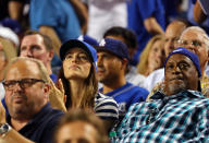 <p>Jessica Biel celebrates after Joc Pederson #31 of the Los Angeles Dodgers hits a home run in the fifth inning of Game 2 of the 2017 World Series against the Houston Astros at Dodger Stadium on Wednesday, October 25, 2017 in Los Angeles, California. (Photo by Alex Trautwig/MLB Photos via Getty Images) *** Local Caption *** Jessica Biel </p>