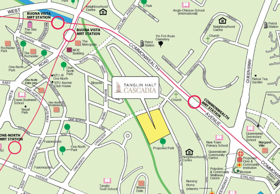 Location of the Tanglin Halt Cascadia Queenstown HDB BTO Oct 2023 flats, bounded by Commonwealth Drive and the Rail Corridor. Source: HDB