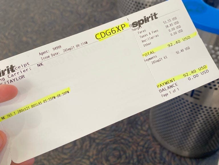 Spirit Airlines ticket bought at the airport