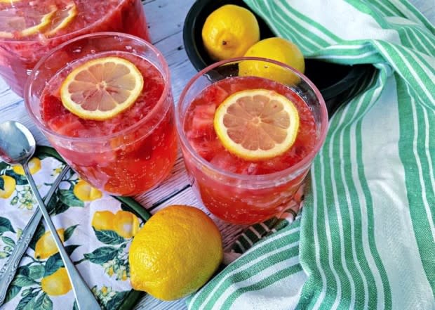 <p>Krista Marshall</p><p>Give the kids something refreshing to sip as they head outside to play on a hot day.</p><p><strong>Get the recipe: <a href="https://parade.com/1394938/kristamarshall/strawberry-lemonade/" rel="nofollow noopener" target="_blank" data-ylk="slk:Strawberry Lemonade;elm:context_link;itc:0;sec:content-canvas" class="link ">Strawberry Lemonade</a></strong></p>