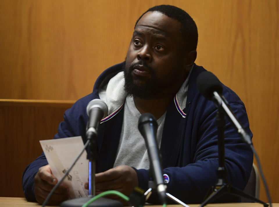 Bridgeport Election Head Moderator Maurice Nelson testifies in Bridgeport Democratic Mayoral candidate John Gomes' challenge of absentee ballots in Superior Court in Bridgeport, Conn. on Friday, Oct. 13, 2023. (Brian A. Pounds/Hearst Connecticut Media via AP, Pool)