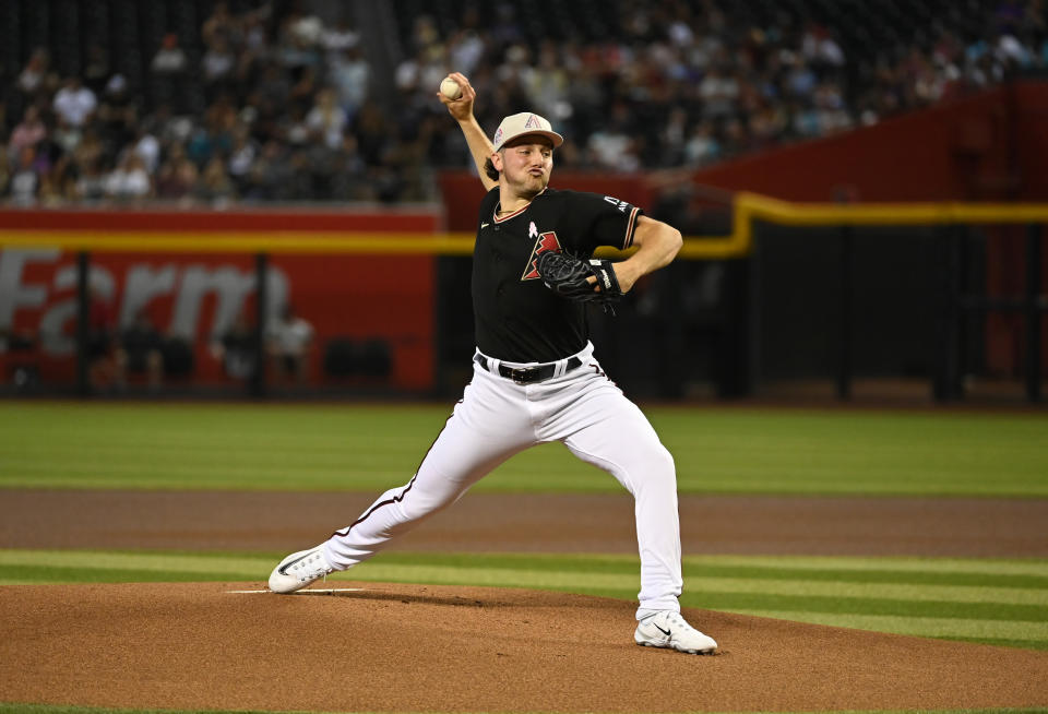 亞利桑那響尾蛇Brandon Pfaadt。(Photo by Norm Hall/Getty Images)