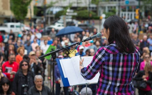 <span class="caption">A rally for affordable housing in Vancouver, Canada. </span> <span class="attribution"><a class="link " href="https://www.flickr.com/photos/markklotz/18064275572/sizes/l" rel="nofollow noopener" target="_blank" data-ylk="slk:Mark Klotz/Flickr.;elm:context_link;itc:0;sec:content-canvas">Mark Klotz/Flickr.</a>, <a class="link " href="http://creativecommons.org/licenses/by/4.0/" rel="nofollow noopener" target="_blank" data-ylk="slk:CC BY;elm:context_link;itc:0;sec:content-canvas">CC BY</a></span>