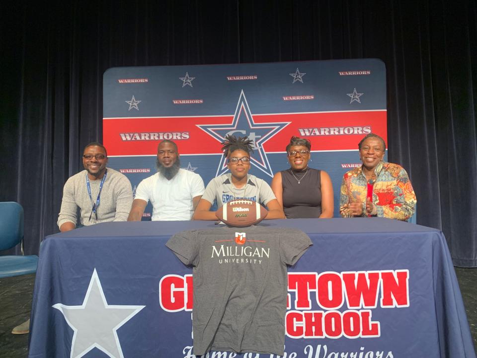 Grovetown flag football's Jazlynn Wiggleton signs a national letter of intent with Milligan University.
