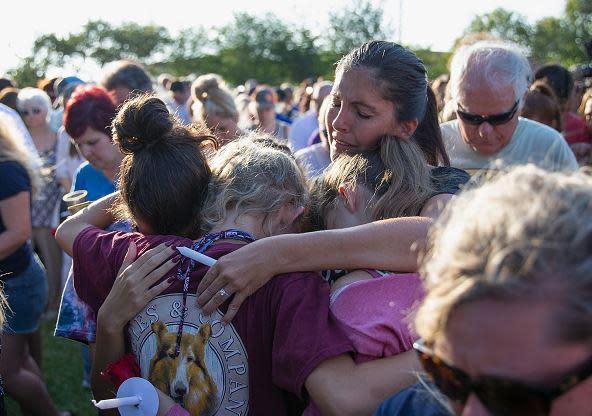 Mourners at Santa Fe High School vigil in Texas.