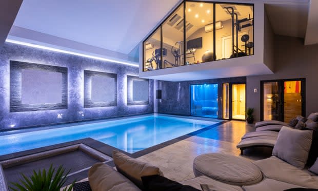 The home in Prestbury, in Cheshire’s ‘golden triangle’, replete with gym and pool (of course). Photograph: Rightmove