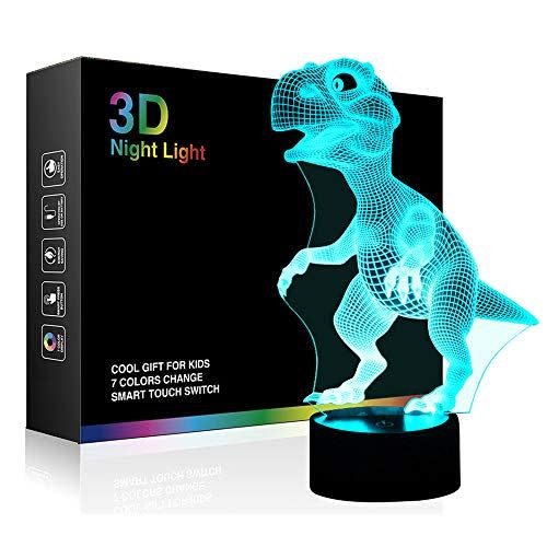 2) 3D Dinosaur Night Light Touch Activated Desk Lamp