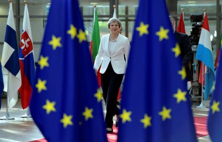 British Prime Minister Theresa May arrives at the EU summit in Brussels, Belgium, June 23, 2017. REUTERS/Eric Vidal