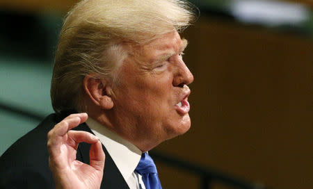 U.S. President Donald Trump addresses the 72nd United Nations General Assembly at U.N. headquarters in New York, U.S., September 19, 2017. REUTERS/Brendan McDermid