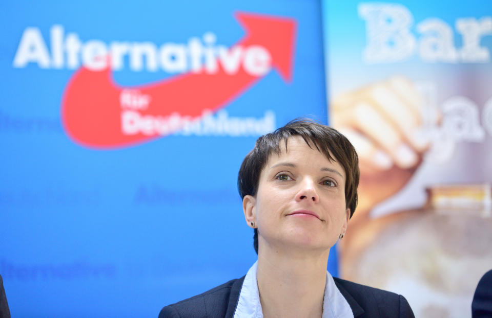 Frauke Petry, 40, is the new face of the Alternative for Germany party. Earlier this year, she suggested that&nbsp;police <a href="http://nytlive.nytimes.com/womenintheworld/2016/02/01/popular-right-wing-politician-suggests-german-police-should-shoot-at-refugees/" target="_blank">could use firearms</a> to shoot migrants illegally entering the country. (Photo: Thomas Lohnes via Getty Images)