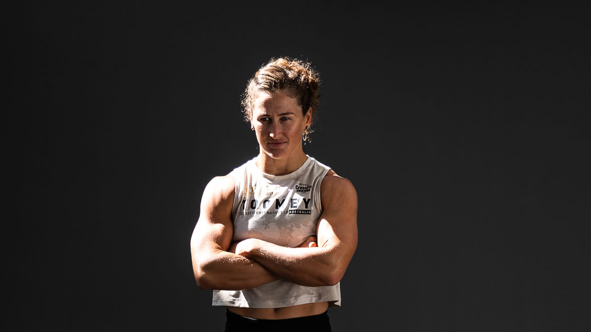  Tia-Clair Toomey poses for her 2022 CrossFit Games headshot. 