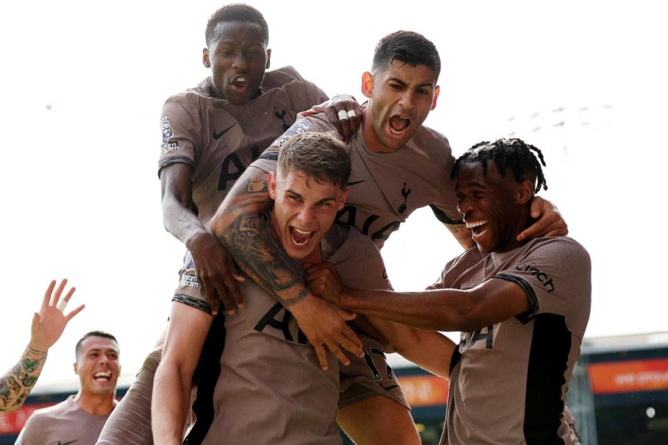 Match-winner: Micky van de Ven scored his first goal for Tottenham in the win over Luton (REUTERS)