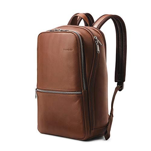 9) Samsonite Classic Leather Slim Backpack, Cognac