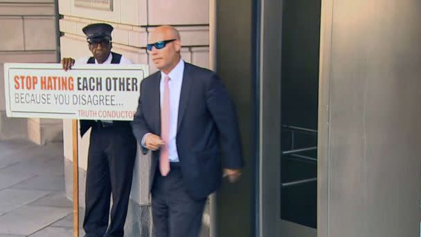 PHOTO: Former Mike Pence chief of staff Marc Short is seen departing D.C. District Court on July 22, 2022. (ABC News)