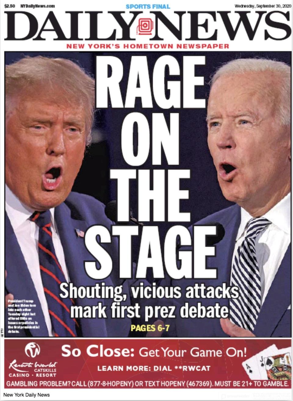 The New York Daily News described the debate as 'rage on the stage'