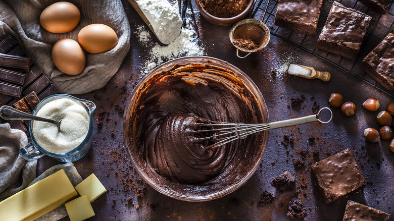 Brownie batter with ingredients