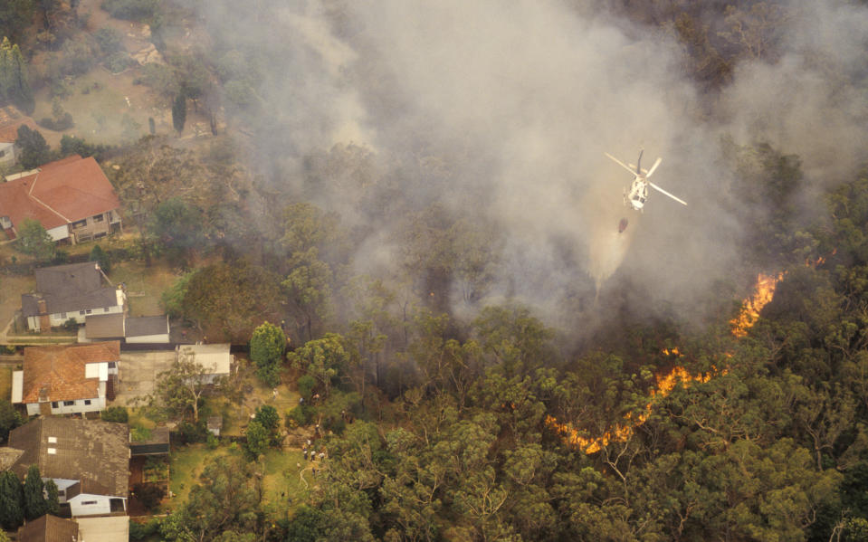 A bushfire engulfs homes near Sydney. Source: Getty
