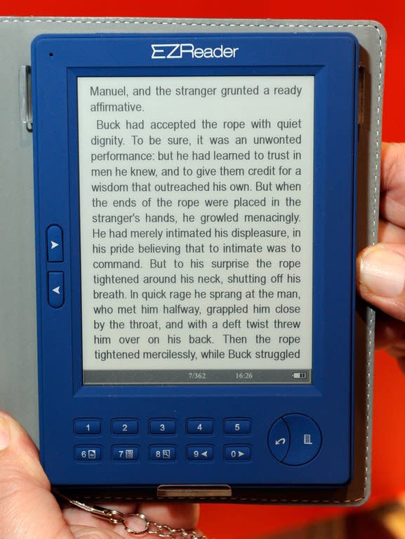 An eBook reader at the 2010 International Consumer Electronics Show in Las Vegas on January 7, 2010